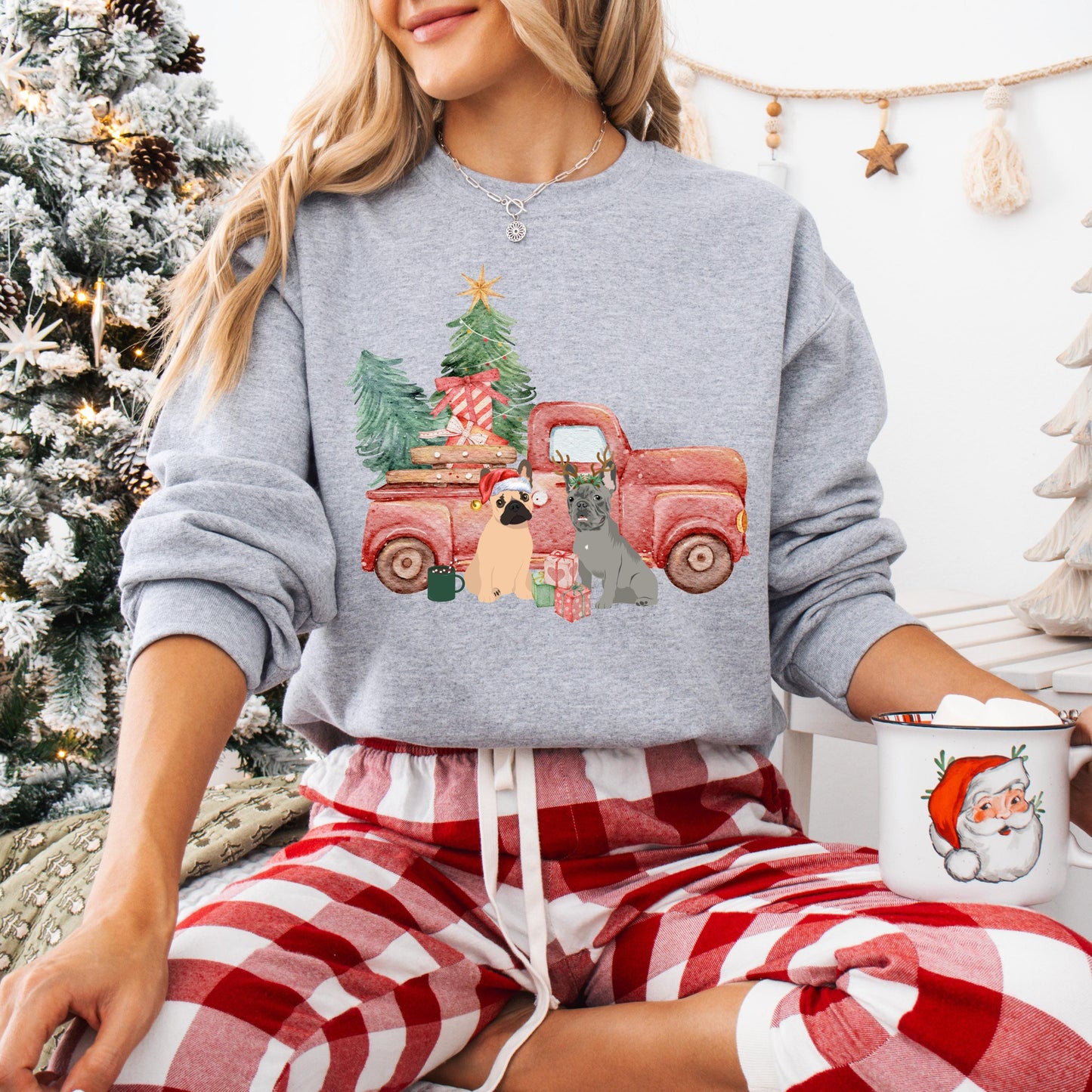 Christmas Truck French Bulldog Sweatshirt ywd4kc-br.myshopify.com
