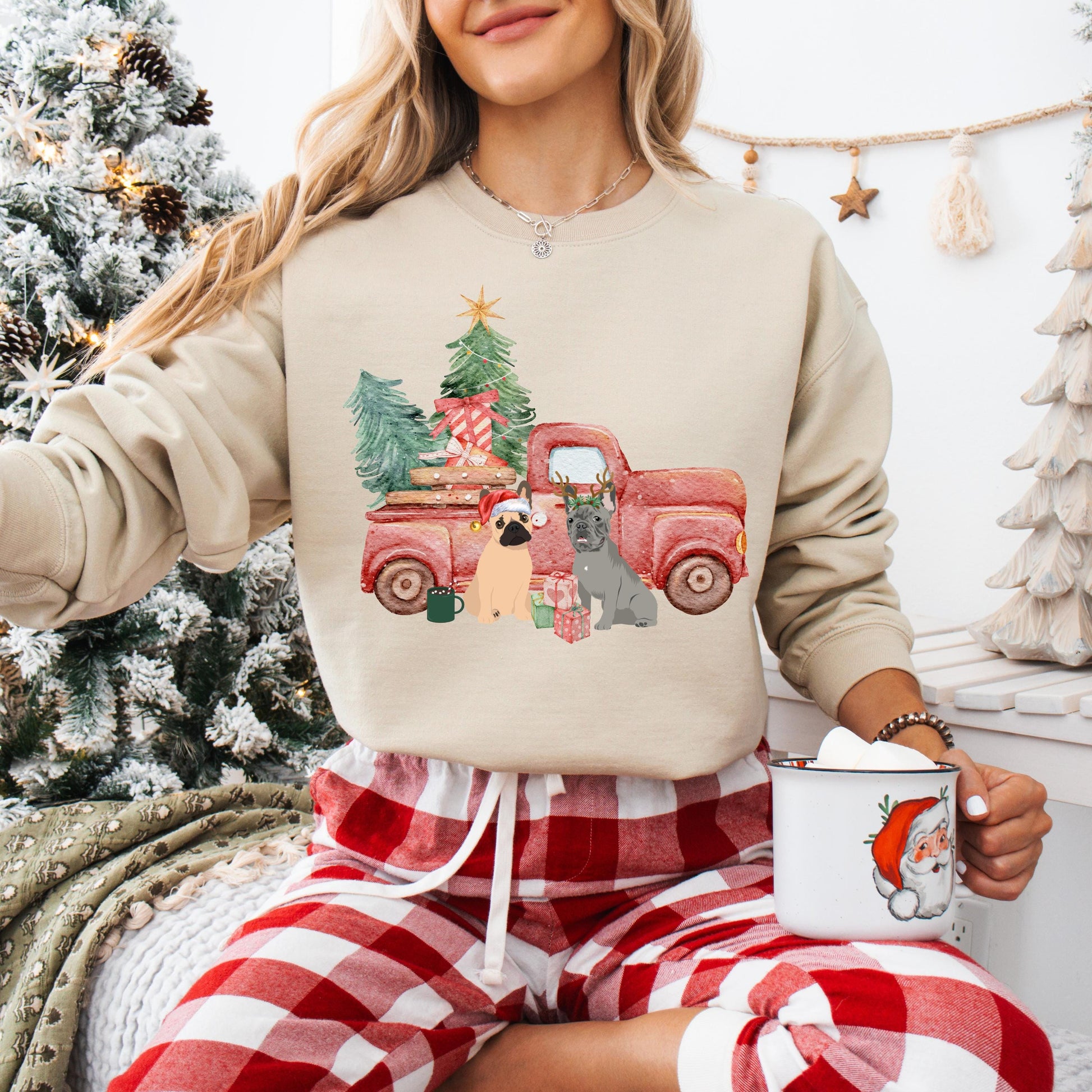 Christmas Truck French Bulldog Sweatshirt ywd4kc-br.myshopify.com