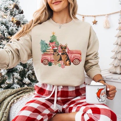 Christmas Truck German Shepherd Sweatshirt | Gsd Mom Gift ywd4kc-br.myshopify.com