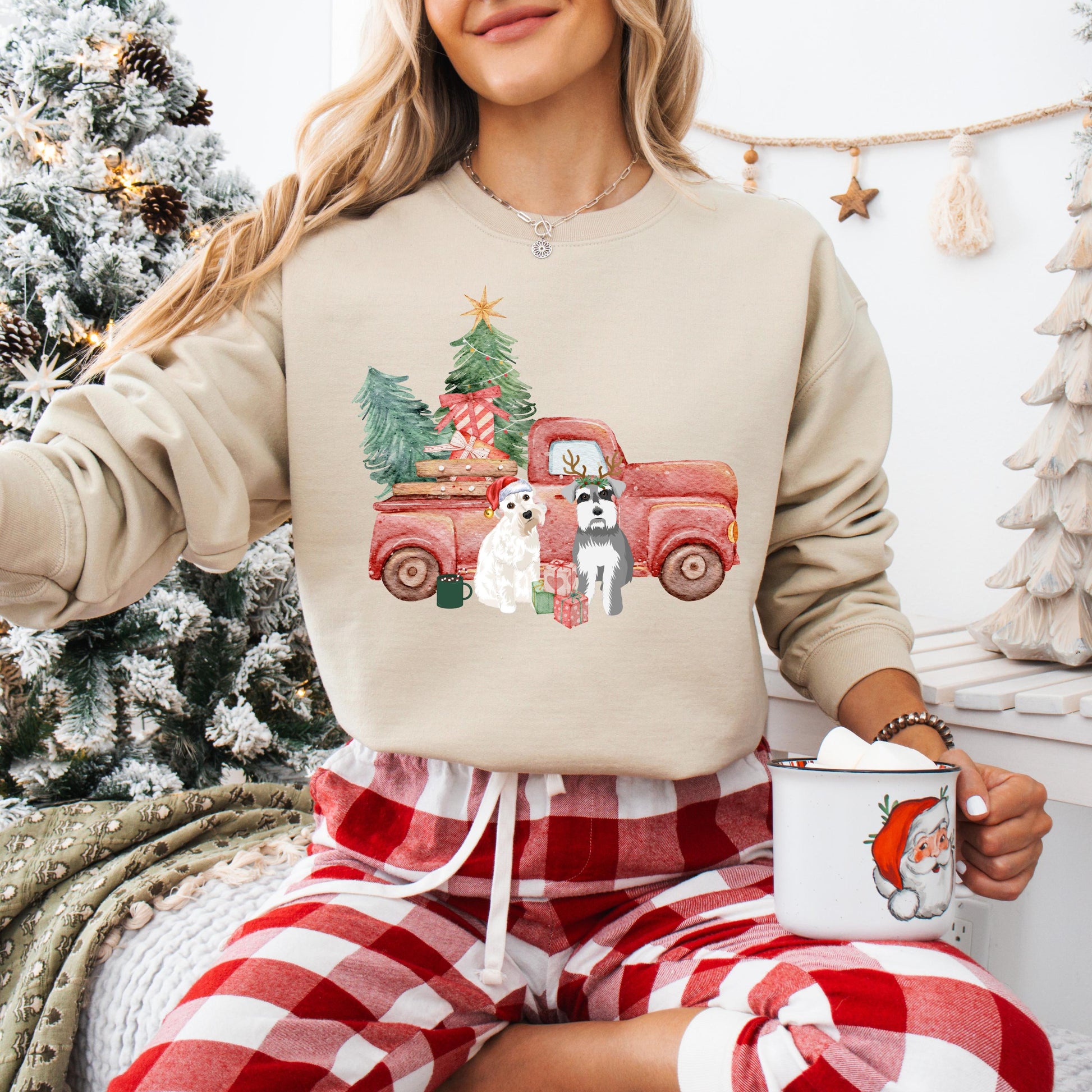 Christmas Truck Miniature Schnauzer Sweatshirt, Schnauzer Christmas gift, schnauzer mom shirt, ugly xmas sweater, wife birthday gift ywd4kc-br.myshopify.com