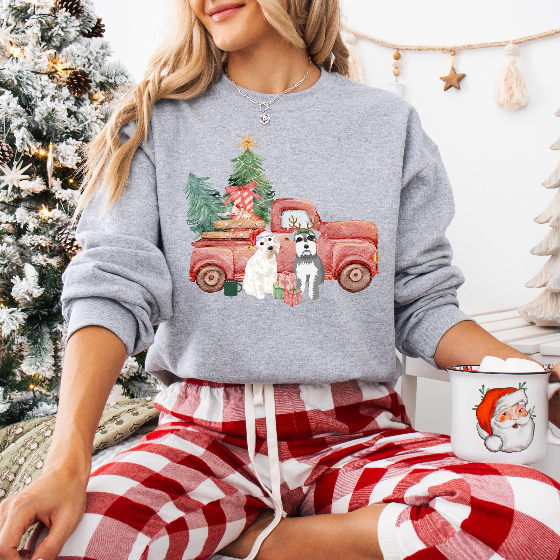Christmas Truck Miniature Schnauzer Sweatshirt, Schnauzer Christmas gift, schnauzer mom shirt, ugly xmas sweater, wife birthday gift ywd4kc-br.myshopify.com
