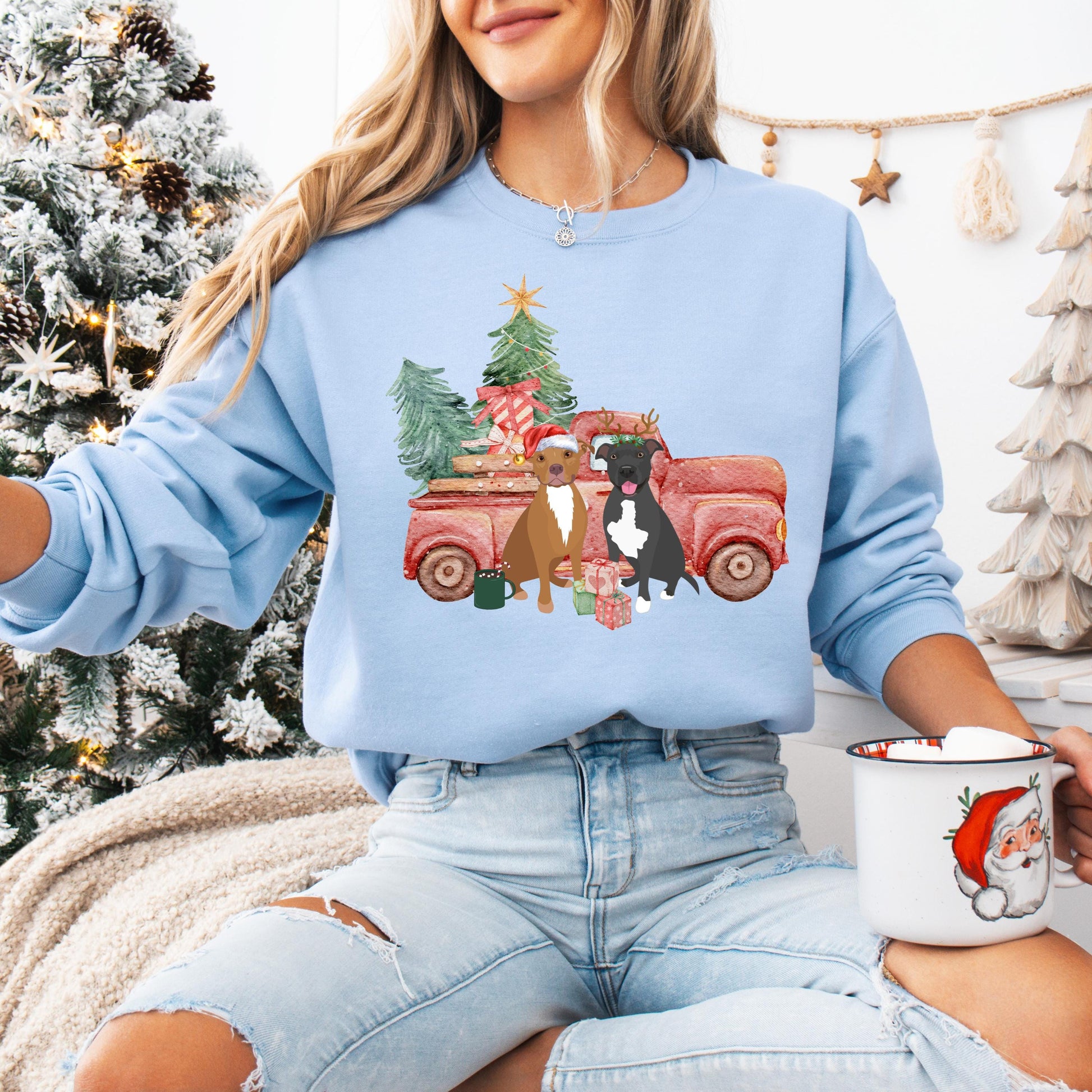 Christmas Truck Pitbull Sweatshirt | 13 Dog Options ywd4kc-br.myshopify.com