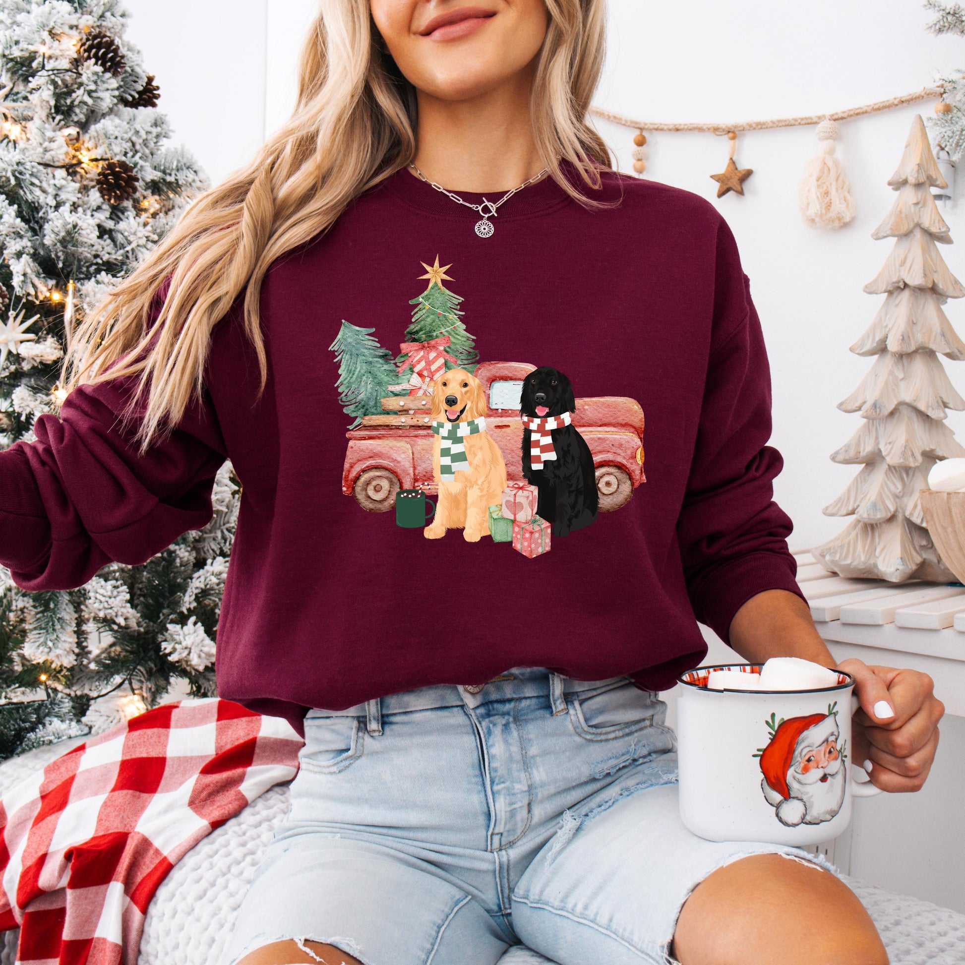 Christmas Truck golden retriever sweatshirt, retriever gifts, retriever halloween shirt, fall golden retriever, dog mom tee, dog dad sweater ywd4kc-br.myshopify.com