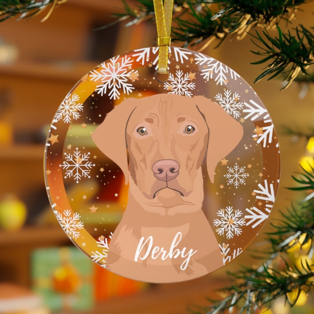 Christmas Vizsla Ornament | Glass & Acrylic | Add Dogs Name ywd4kc-br.myshopify.com