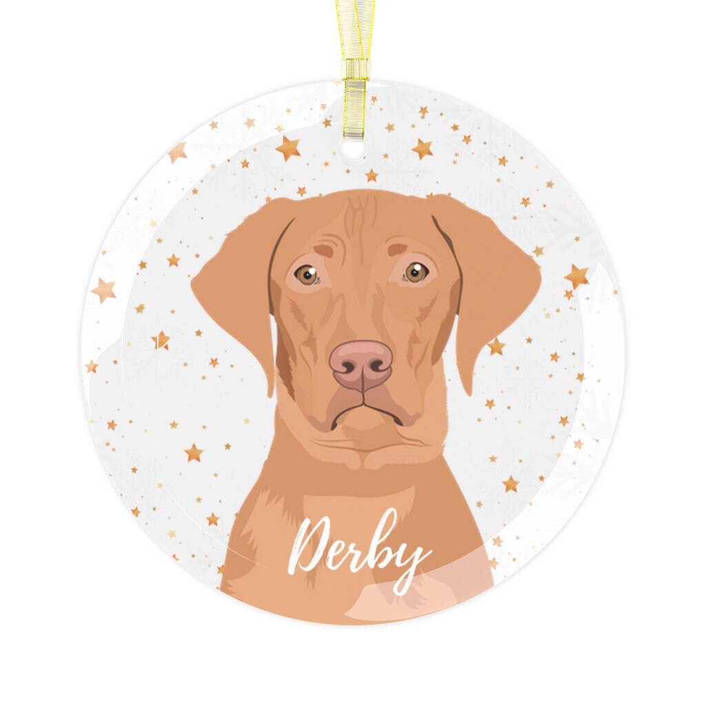 Christmas Vizsla Ornament | Glass & Acrylic | Add Dogs Name ywd4kc-br.myshopify.com