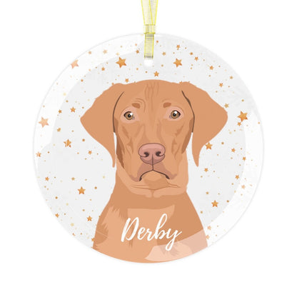 Christmas Vizsla Ornament | Glass & Acrylic | Add Dogs Name ywd4kc-br.myshopify.com