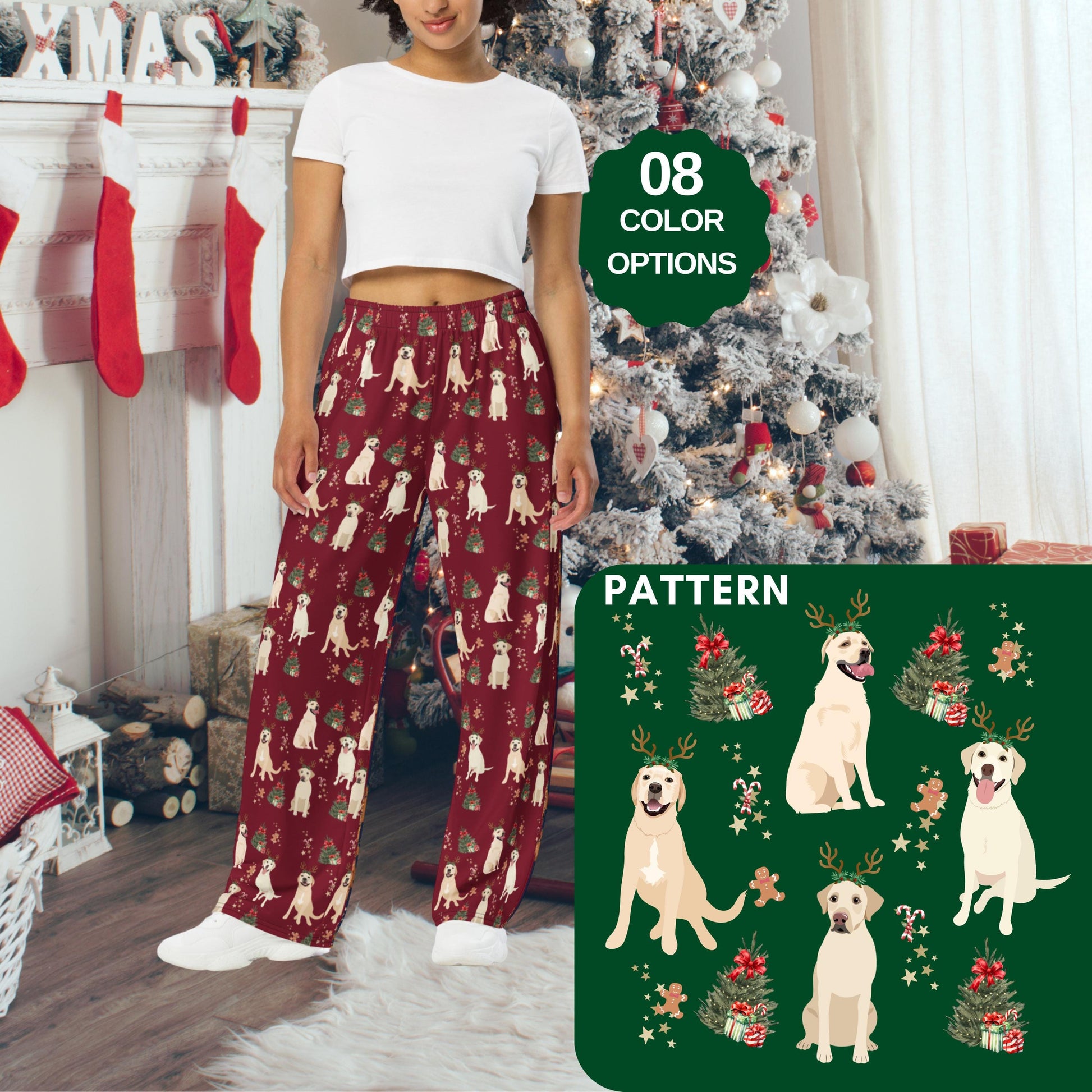 Christmas Yellow Labrador Pajama Pants ywd4kc-br.myshopify.com