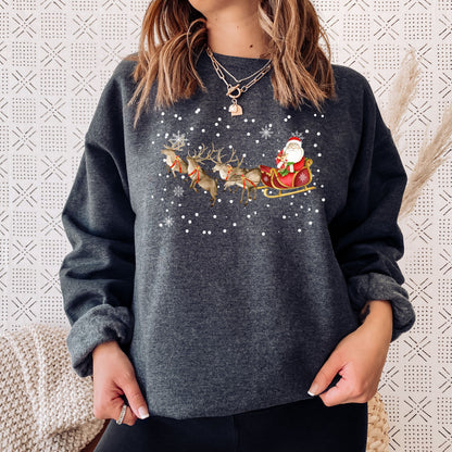 Christmas reindeer snowflakes sweatshirt, wife birthday gift, cozy winter sweater, North Pole shirt, Christmas gifts, ugly xmas sweater ywd4kc-br.myshopify.com