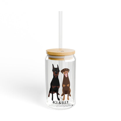 Doberman Tumbler Glass With Lid & Straw ywd4kc-br.myshopify.com