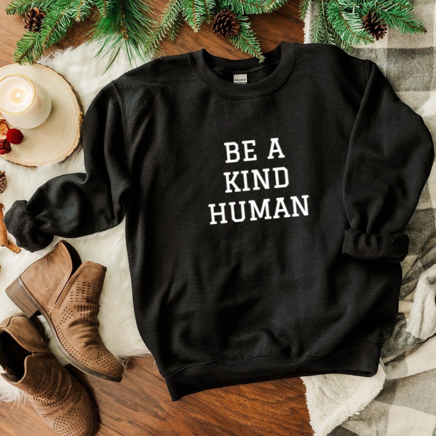 Embroidered Be A Kind Human Sweatshirt ywd4kc-br.myshopify.com