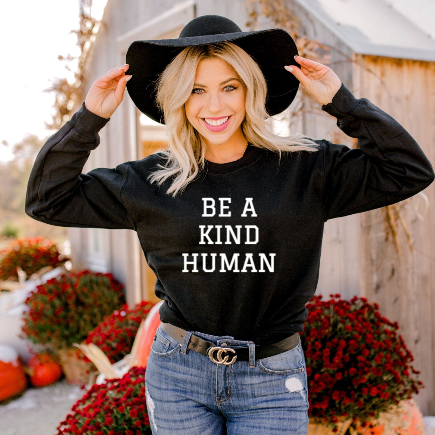 Embroidered Be A Kind Human Sweatshirt ywd4kc-br.myshopify.com