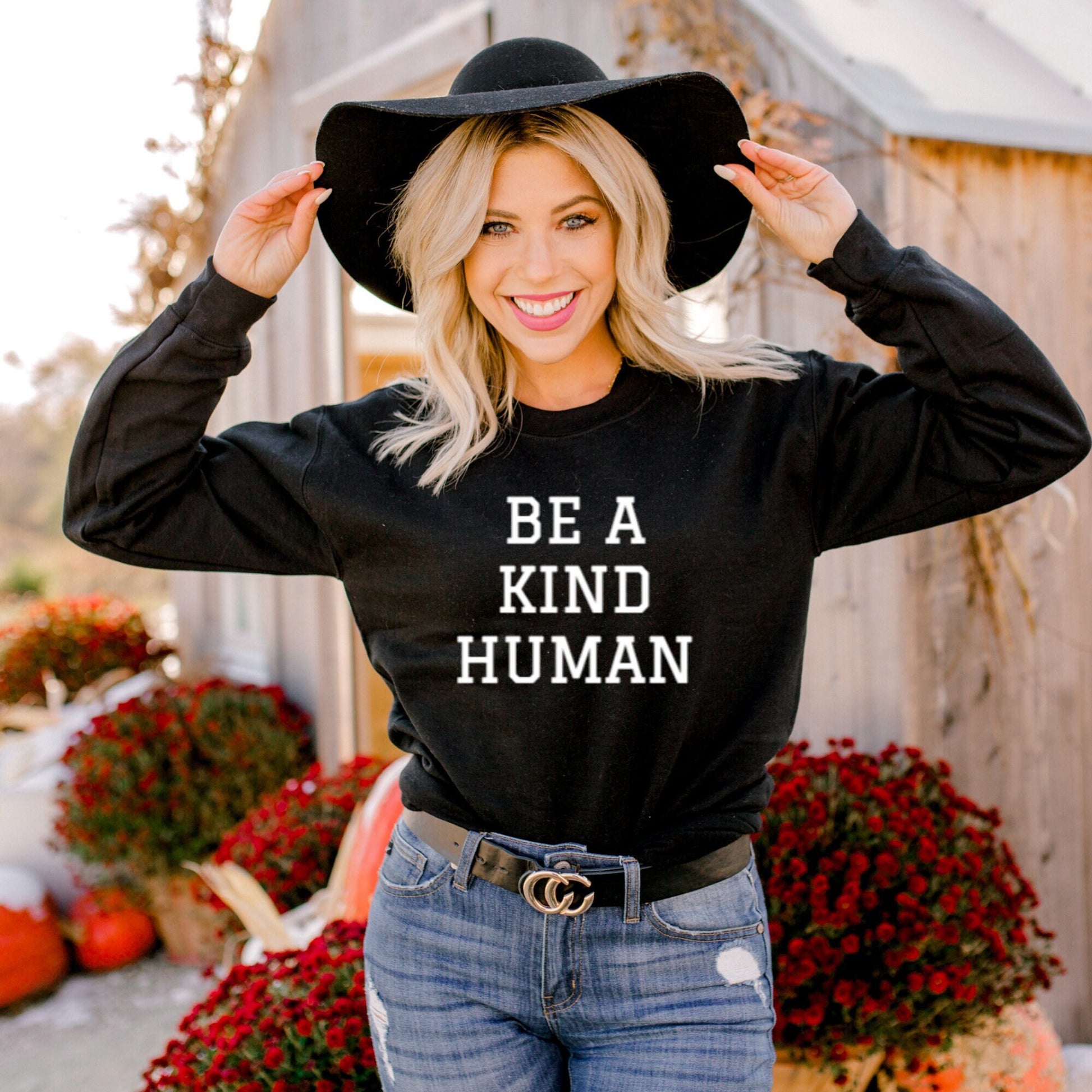 Embroidered Be A Kind Human Sweatshirt ywd4kc-br.myshopify.com