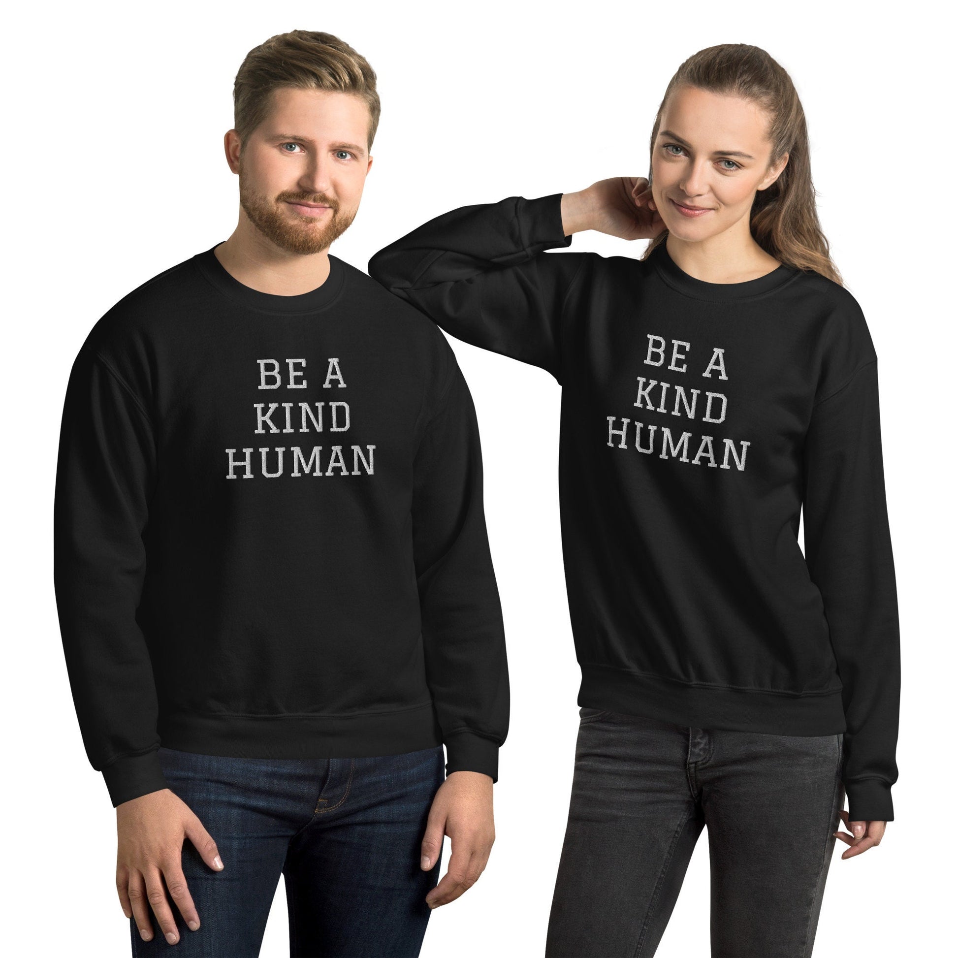 Embroidered Be A Kind Human Sweatshirt ywd4kc-br.myshopify.com