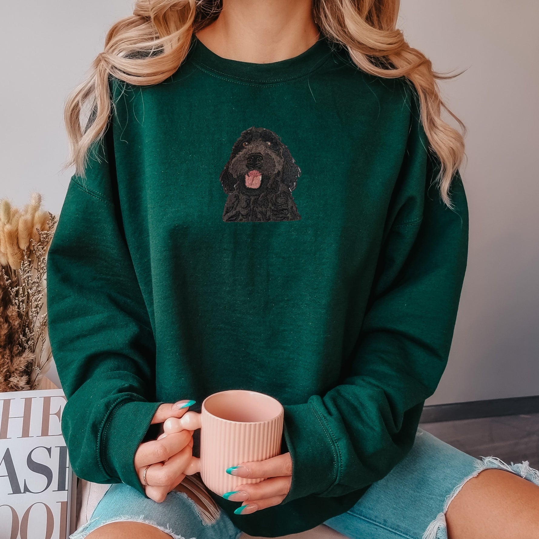 Embroidered Black Doodle Dog Sweatshirt ywd4kc-br.myshopify.com
