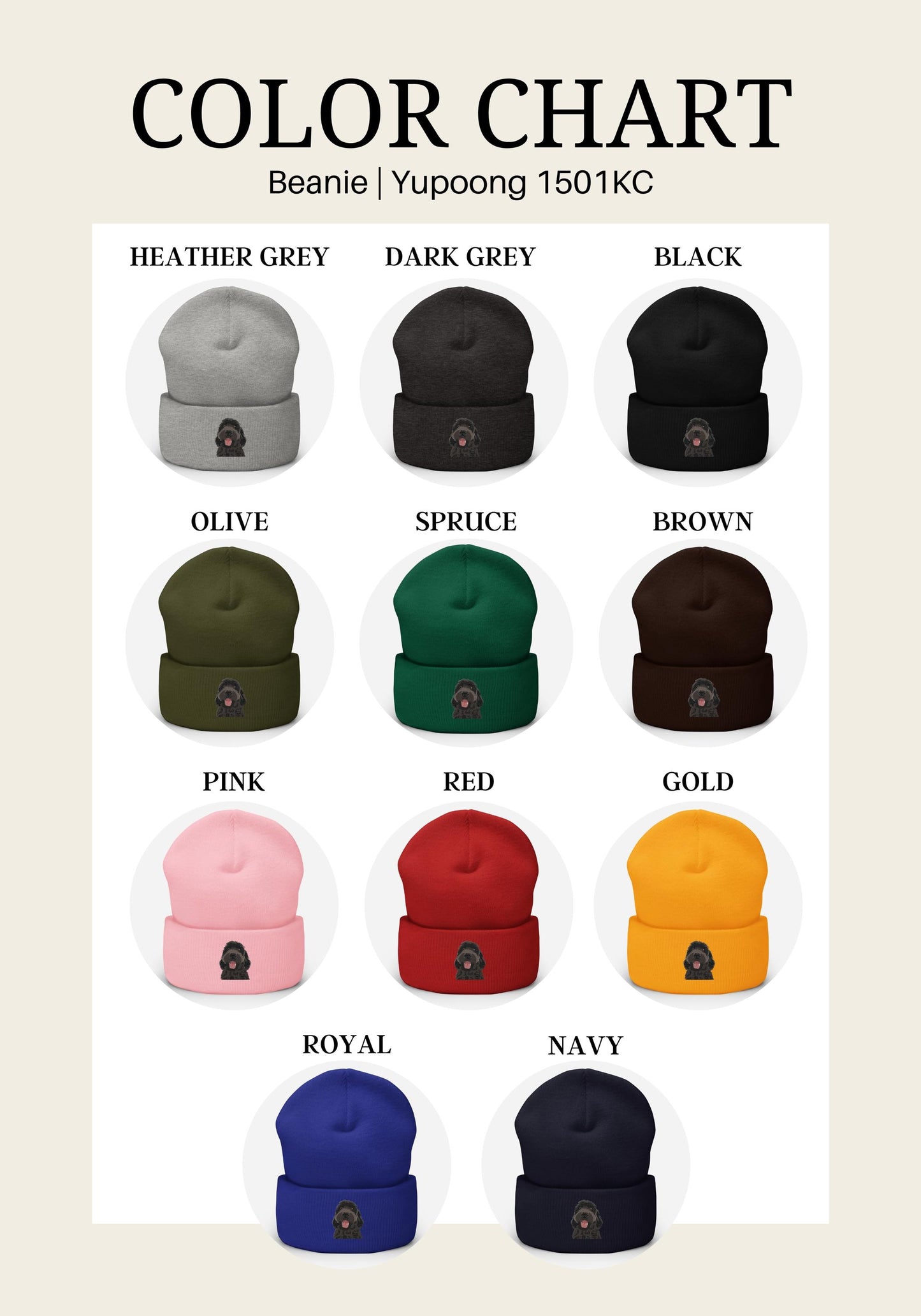 Embroidered Black Goldendoodle Beanie ywd4kc-br.myshopify.com