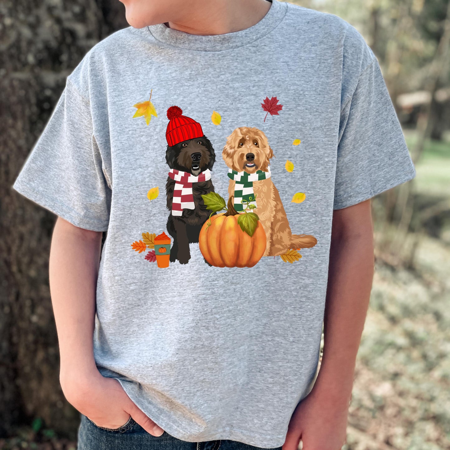 Fall Goldendoodle T-Shirt for Kids ywd4kc-br.myshopify.com