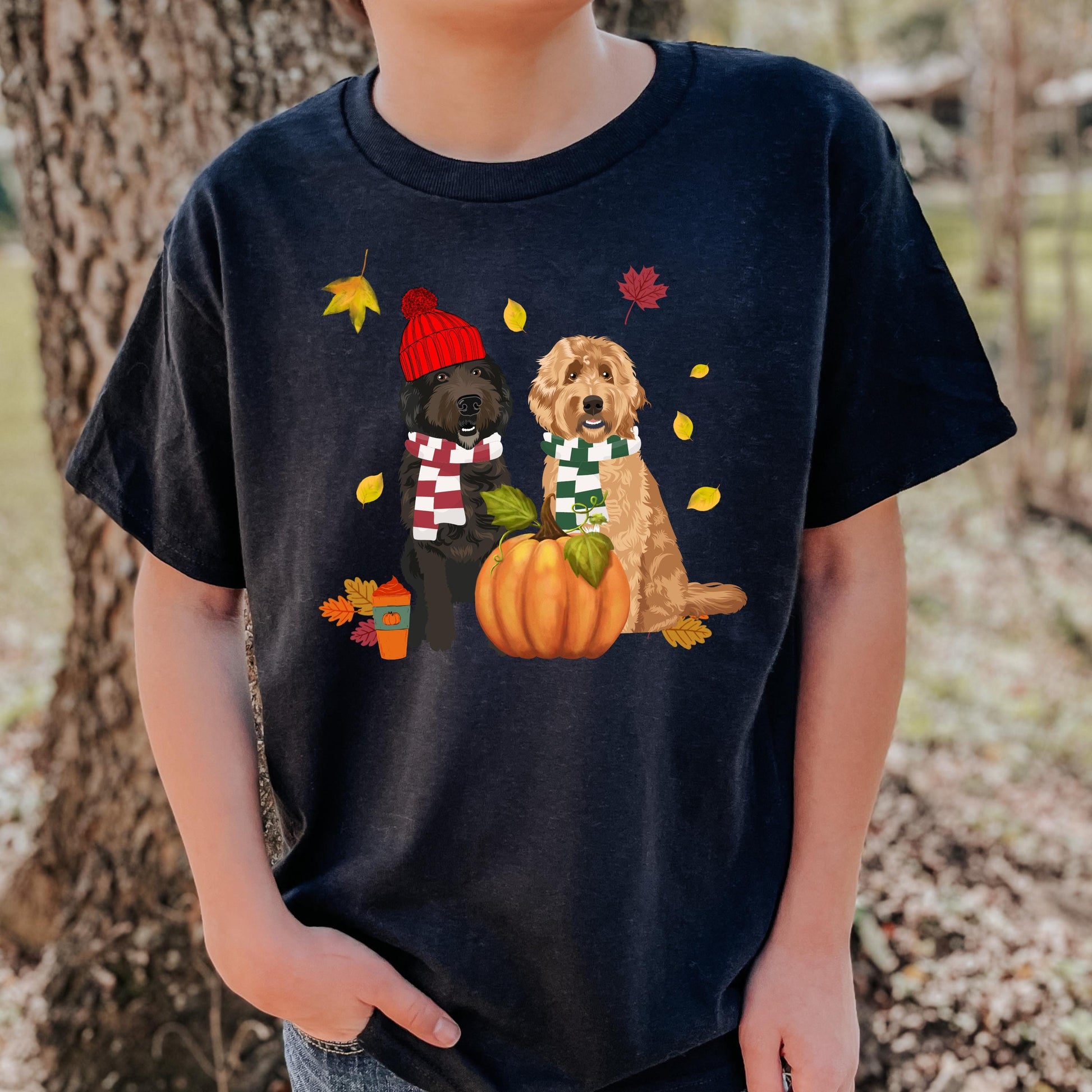 Fall Goldendoodle T-Shirt for Kids ywd4kc-br.myshopify.com