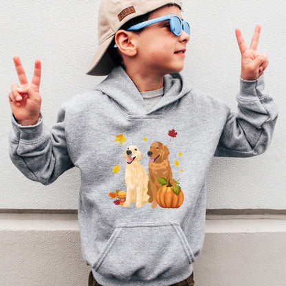 Fall Pumpkin Golden Retriever Kids Hoodie, boy golden dog gift, kids Halloween costume, niece birthday shirt, Thanksgiving gift ywd4kc-br.myshopify.com