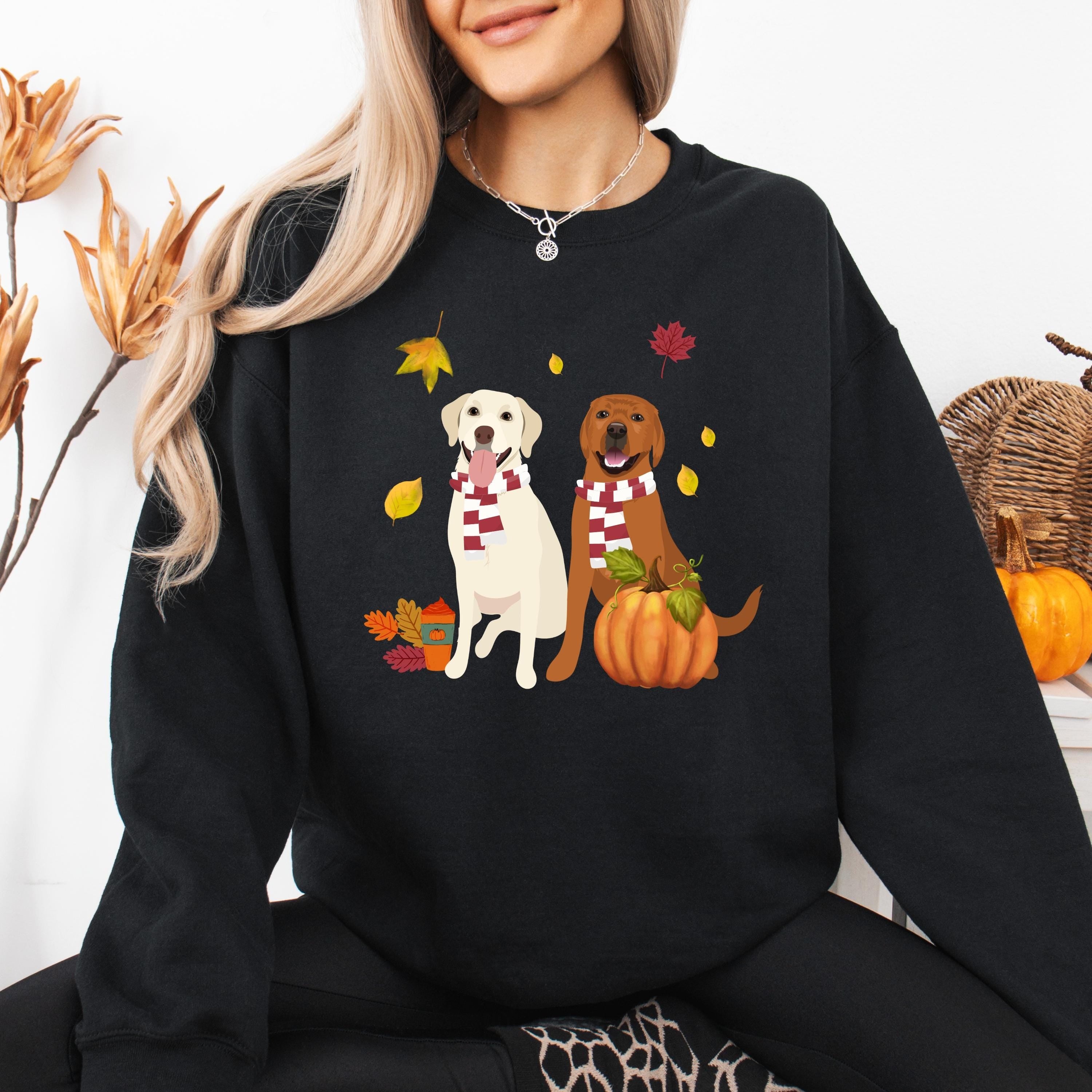 Fall Pumpkin Labrador Sweatshirt, retriever gifts, dog mom birthday gift, Halloween pumpkin shirt, lab mama shirt, cottagecore sweater ywd4kc-br.myshopify.com