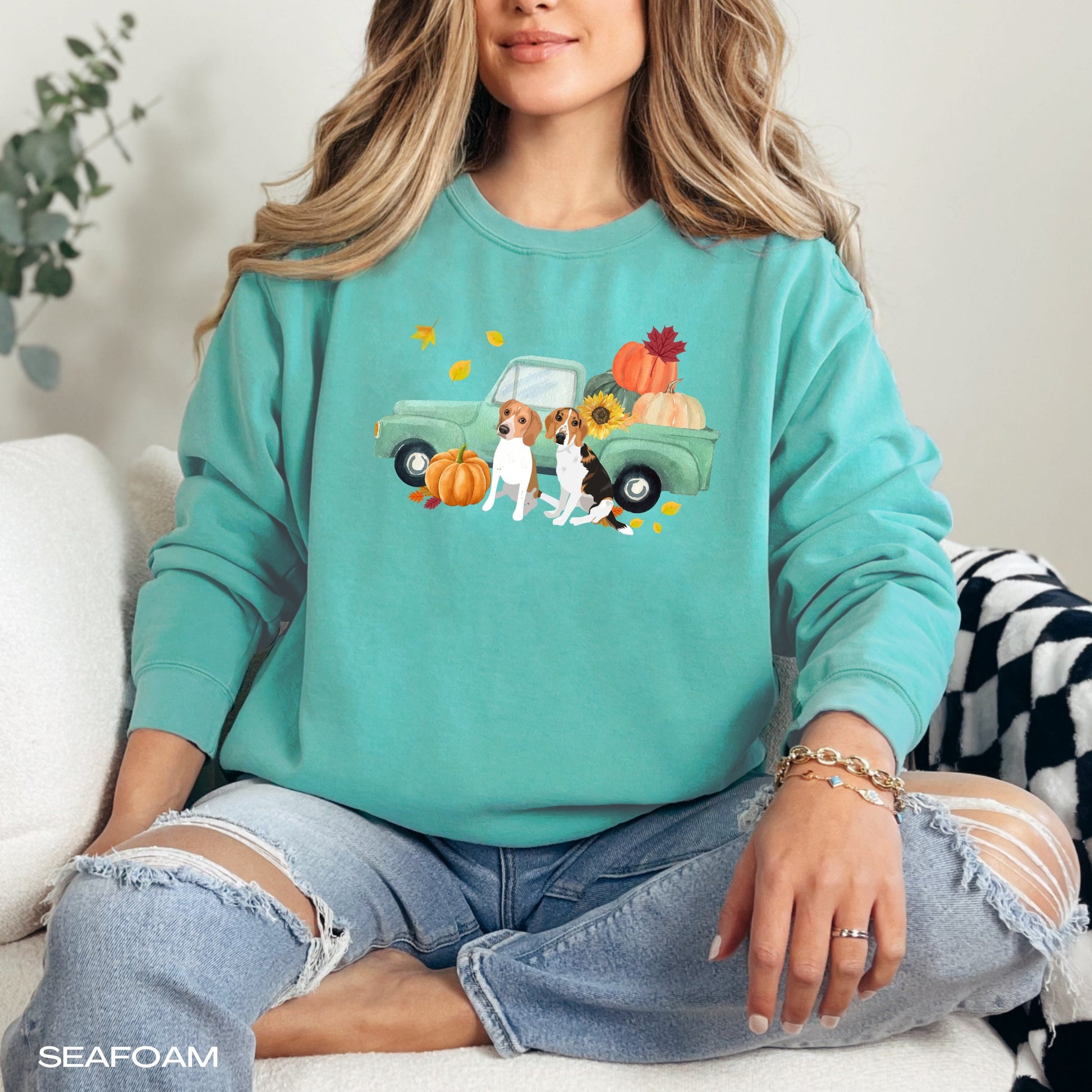 Fall Pumpkin Truck Beagle Sweatshirt, mama beagle gift, cute Halloween shirt, wife birthday gift, back to school shirt, sunflower, Christmas ywd4kc-br.myshopify.com