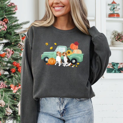 Fall Pumpkin Truck Beagle Sweatshirt, mama beagle gift, cute Halloween shirt, wife birthday gift, back to school shirt, sunflower, Christmas ywd4kc-br.myshopify.com