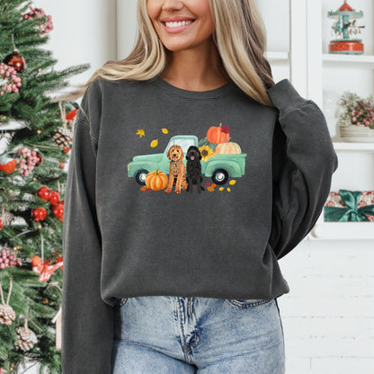 Fall Pumpkin Truck Golden Doodle Sweatshirt, mama doodle gift, Halloween shirt, wife birthday gift, back to school shirt, Christmas ywd4kc-br.myshopify.com