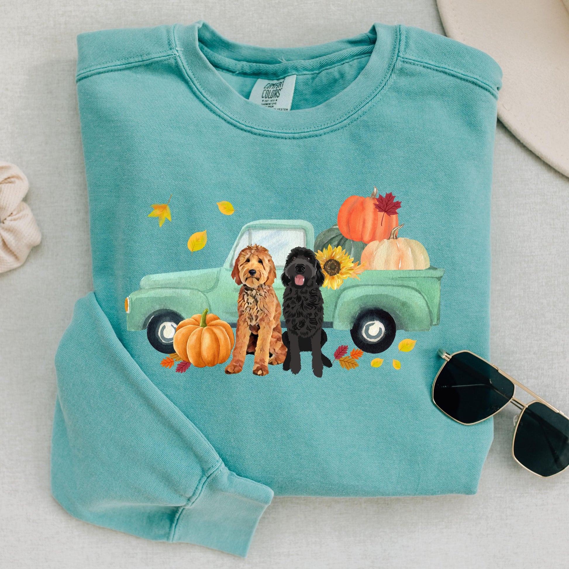 Fall Pumpkin Truck Golden Doodle Sweatshirt, mama doodle gift, Halloween shirt, wife birthday gift, back to school shirt, Christmas ywd4kc-br.myshopify.com