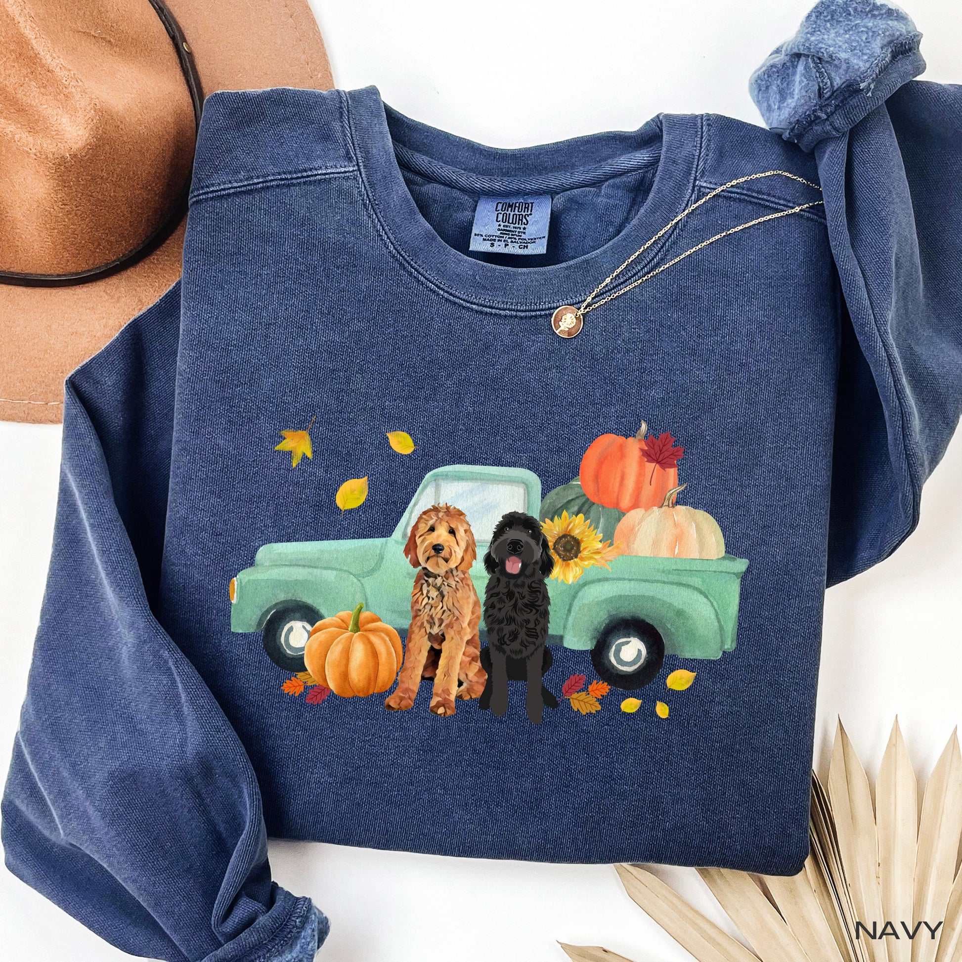 Fall Pumpkin Truck Golden Doodle Sweatshirt, mama doodle gift, Halloween shirt, wife birthday gift, back to school shirt, Christmas ywd4kc-br.myshopify.com