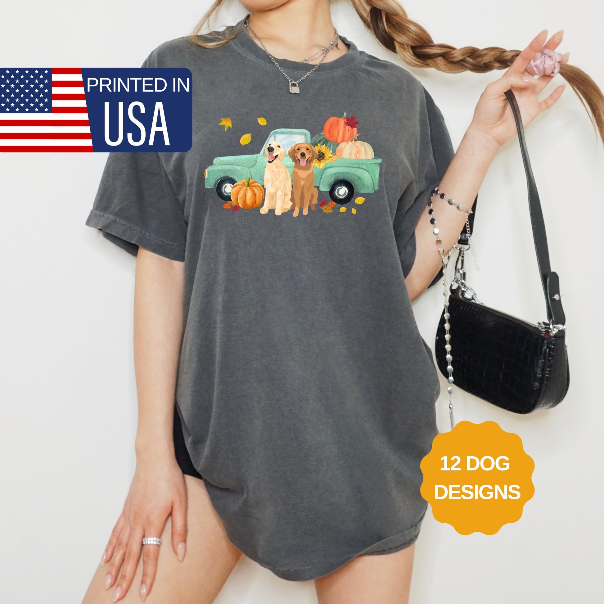 Fall Pumpkin Truck Golden Retriever Shirt, mama retriever gift, Halloween shirt, wife birthday gift, back to school shirt, Christmas golden ywd4kc-br.myshopify.com