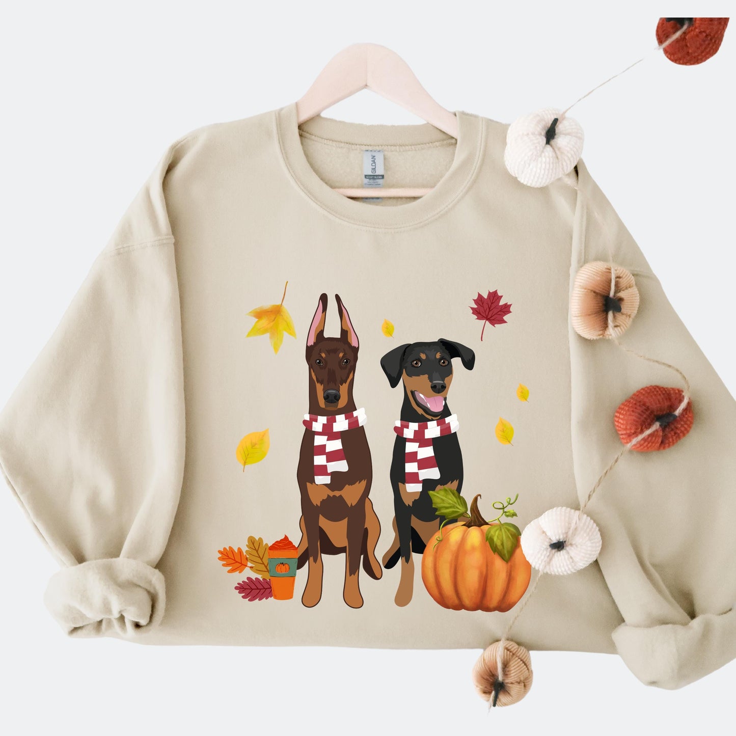 Fall Scarf Doberman Sweatshirt ywd4kc-br.myshopify.com