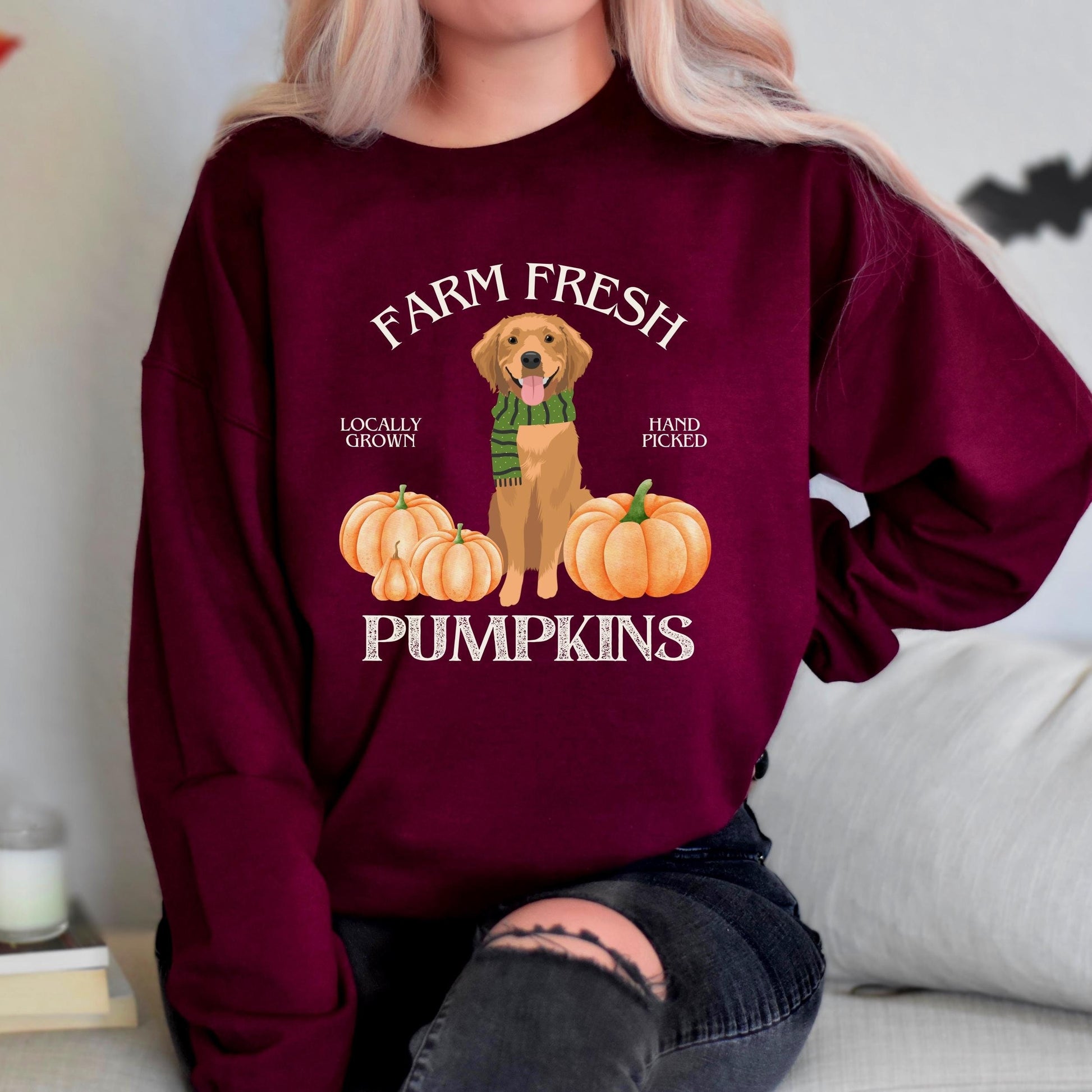Farm Fresh Pumpkins Golden Retriever Sweatshirt ywd4kc-br.myshopify.com