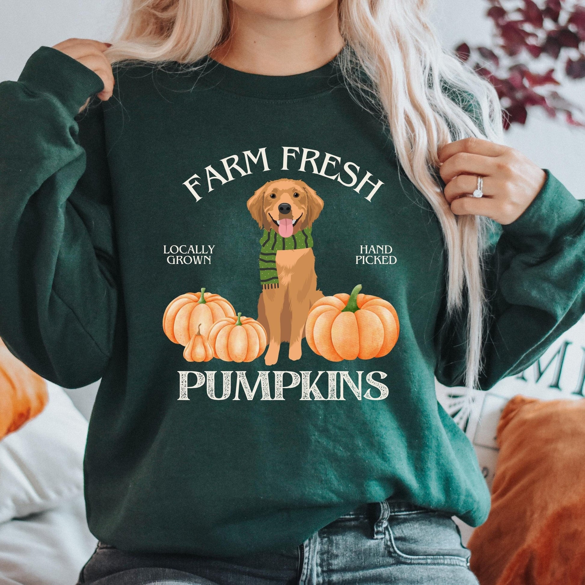 Farm Fresh Pumpkins Golden Retriever Sweatshirt ywd4kc-br.myshopify.com
