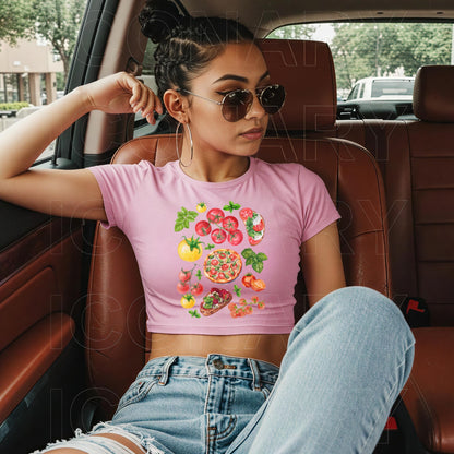 Farm Fresh Tomato Print Baby Tee | 90s Style Crop Top ywd4kc-br.myshopify.com