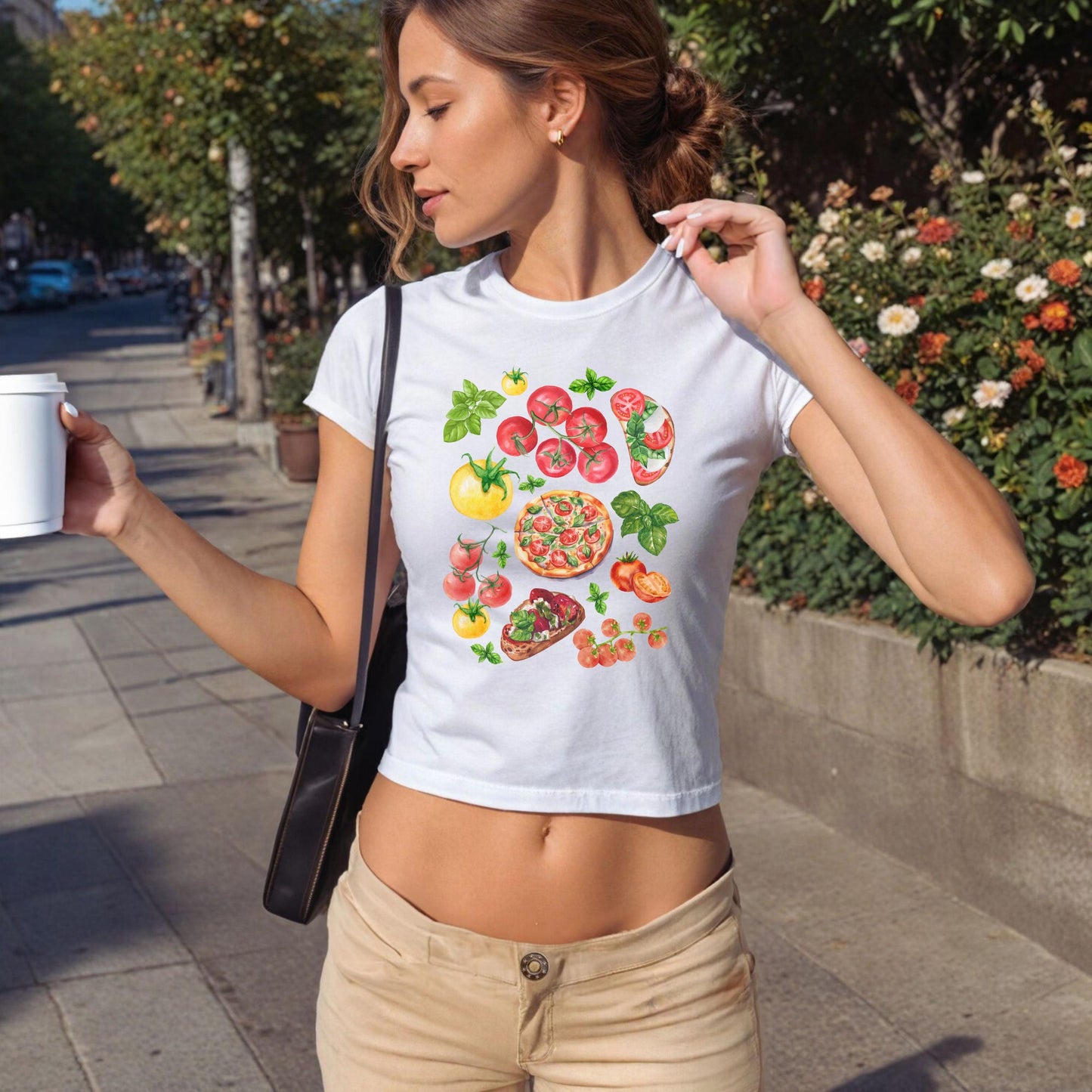 Farm Fresh Tomato Print Baby Tee | 90s Style Crop Top ywd4kc-br.myshopify.com