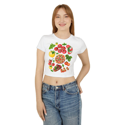 Farm Fresh Tomato Print Baby Tee | 90s Style Crop Top ywd4kc-br.myshopify.com