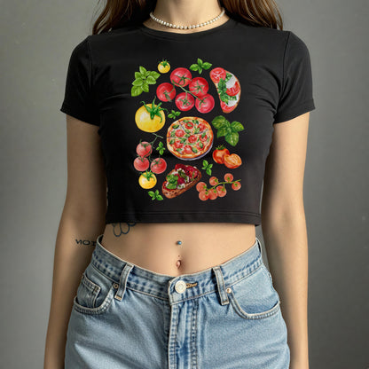 Farm Fresh Tomato Print Baby Tee | 90s Style Crop Top ywd4kc-br.myshopify.com