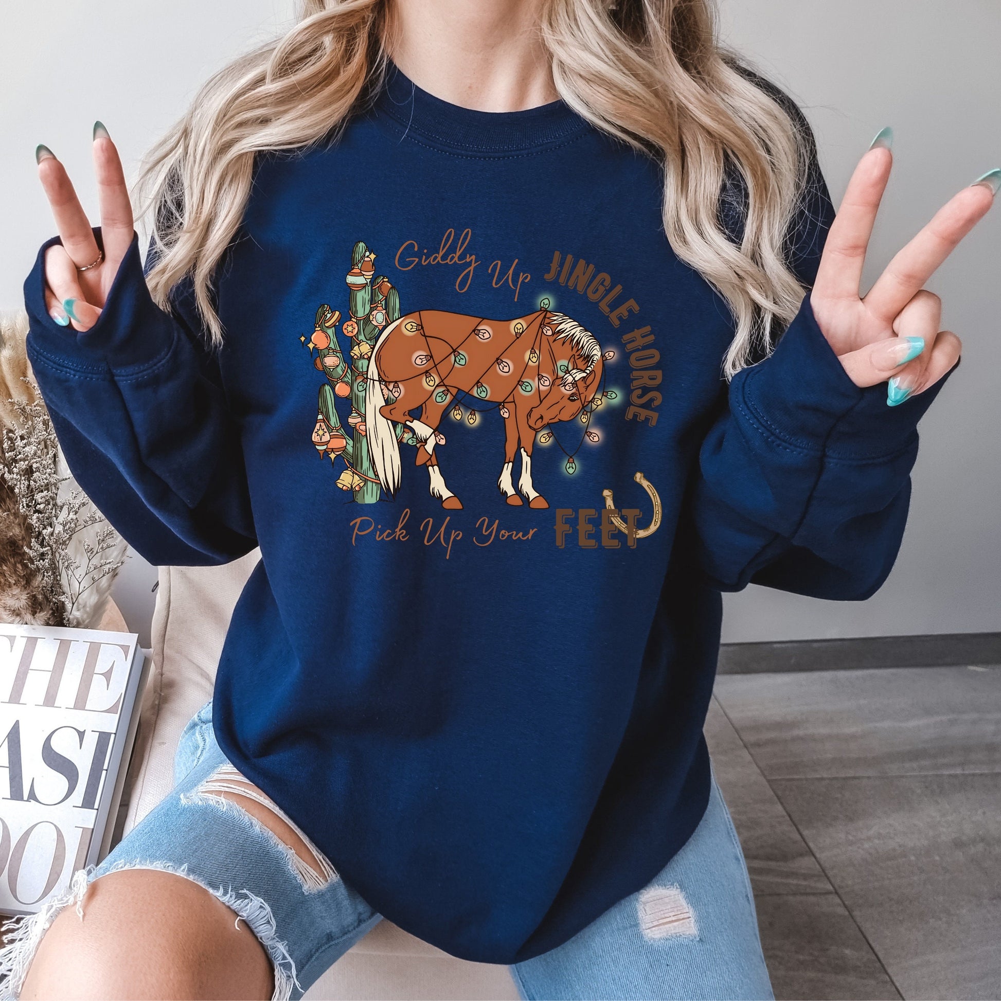 Giddy Up Jingle Horse Christmas Sweatshirt ywd4kc-br.myshopify.com