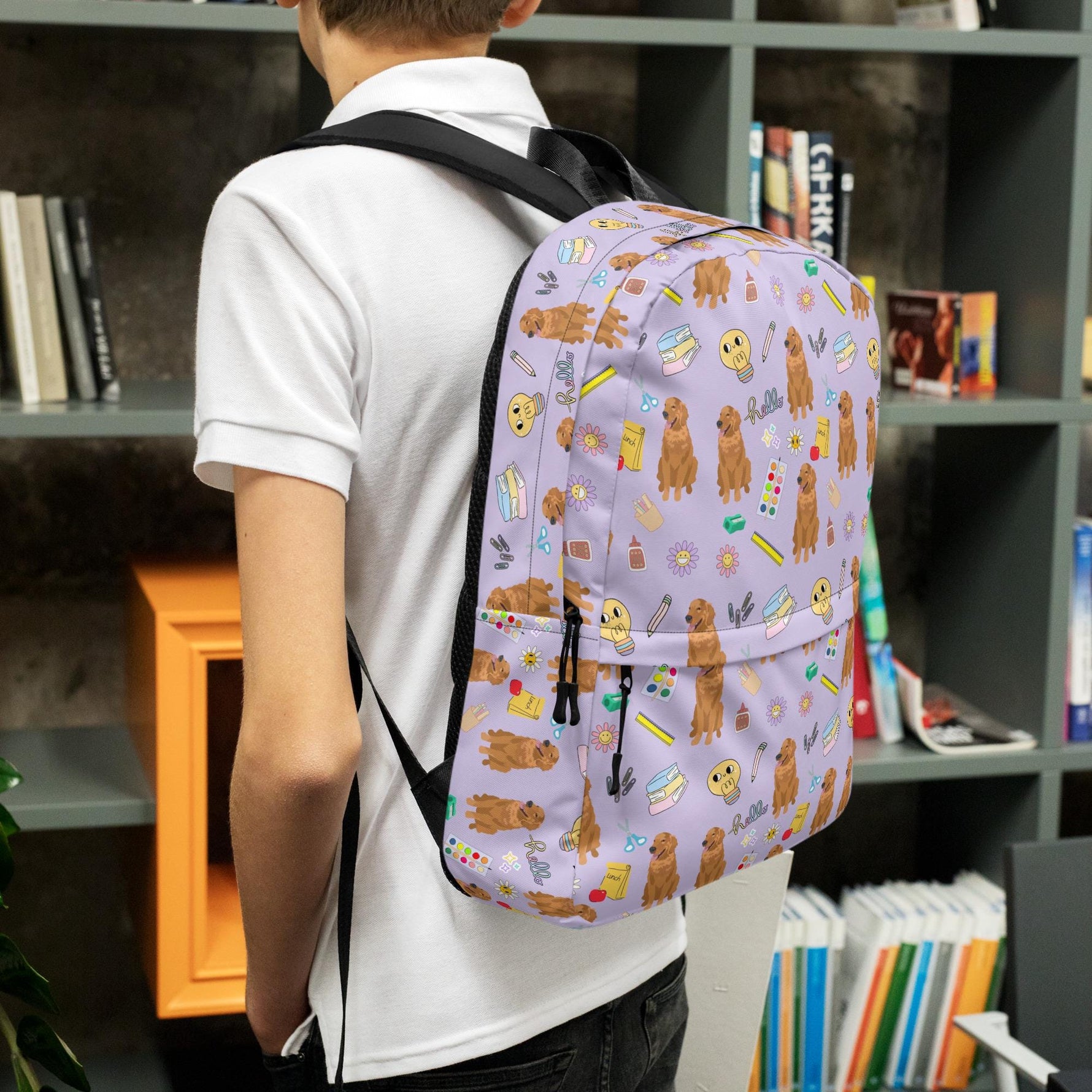 Girls School Backpack With Golden Retrievers ywd4kc-br.myshopify.com