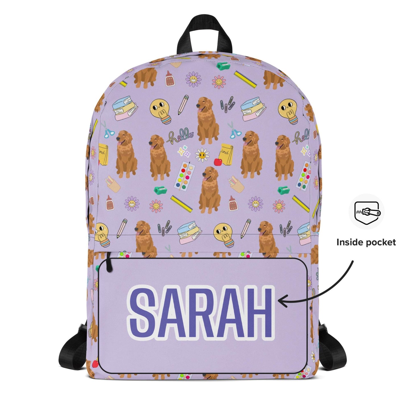 Girls School Backpack With Golden Retrievers ywd4kc-br.myshopify.com