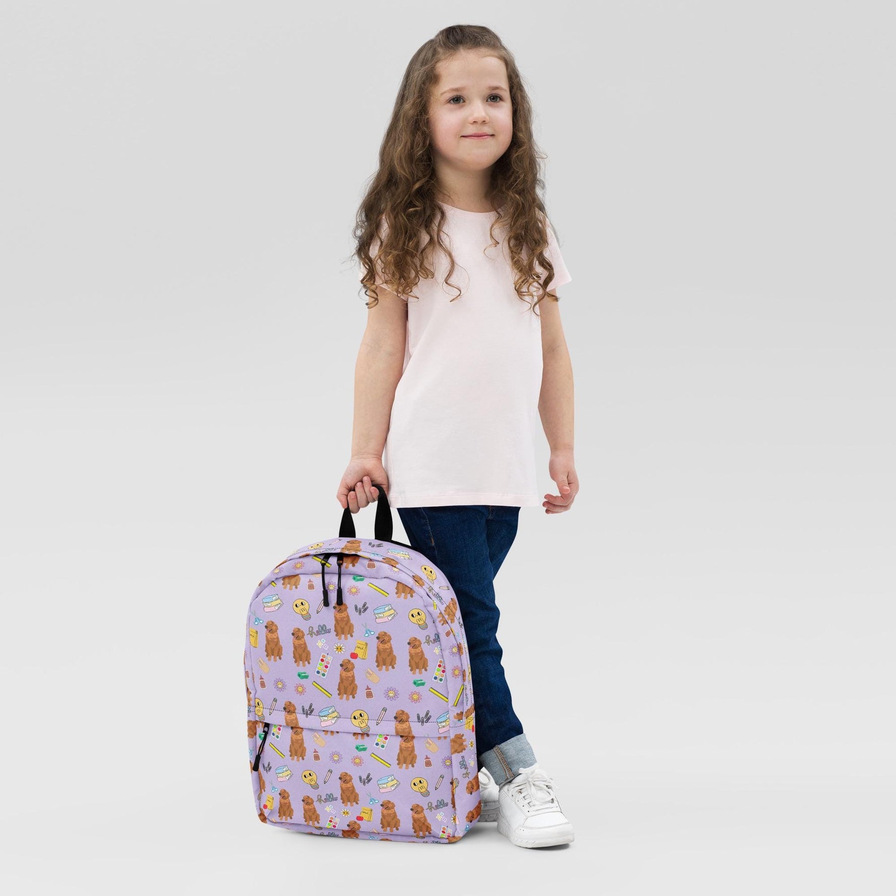 Girls School Backpack With Golden Retrievers ywd4kc-br.myshopify.com