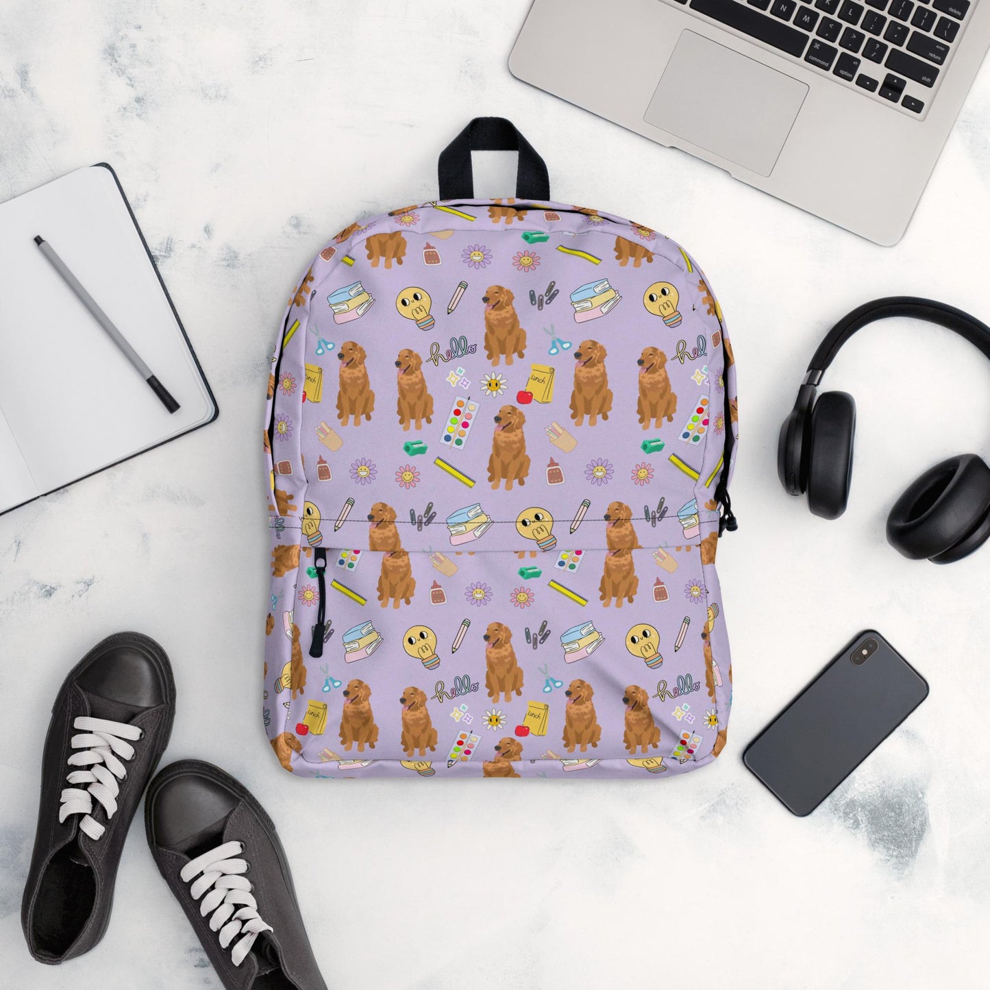 Girls School Backpack With Golden Retrievers ywd4kc-br.myshopify.com