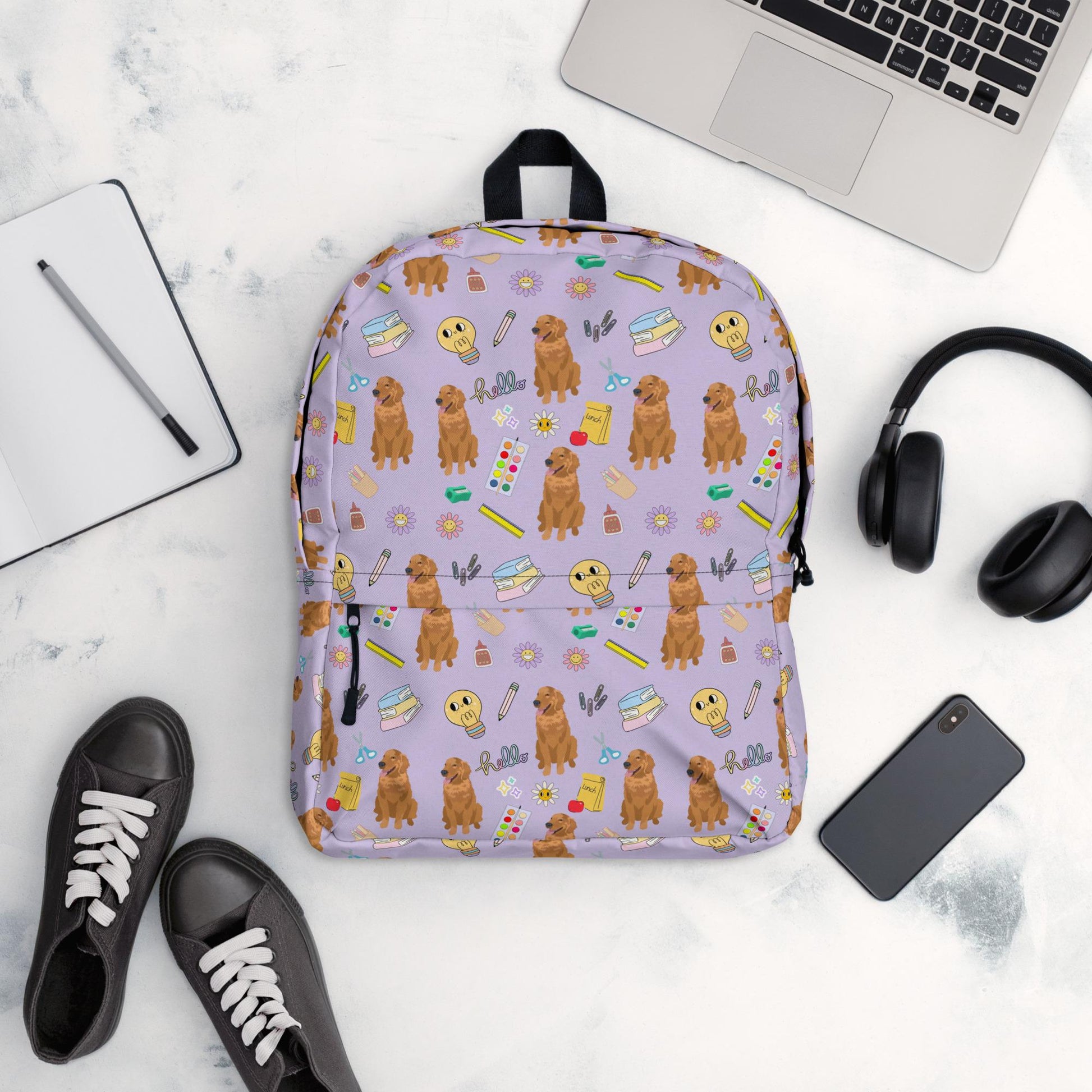 Girls School Backpack With Golden Retrievers ywd4kc-br.myshopify.com