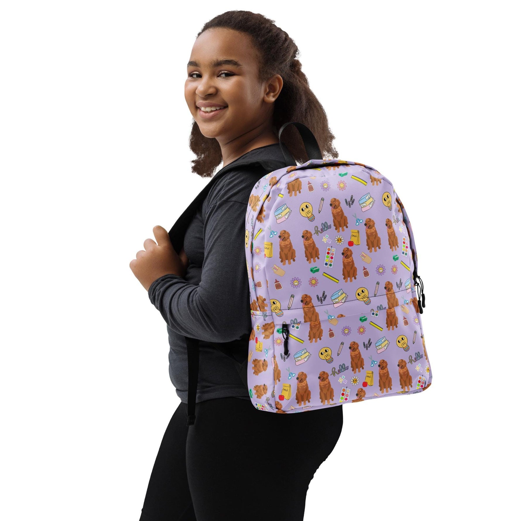 Girls School Backpack With Golden Retrievers ywd4kc-br.myshopify.com