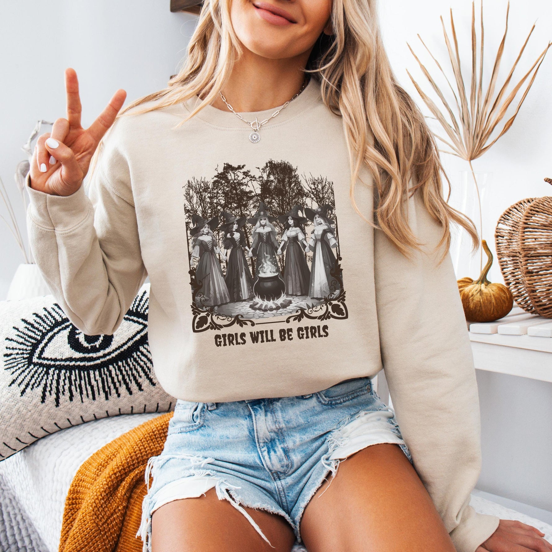 Girls Will Be Girls Witchy Feminist Halloween Sweatshirt ywd4kc-br.myshopify.com