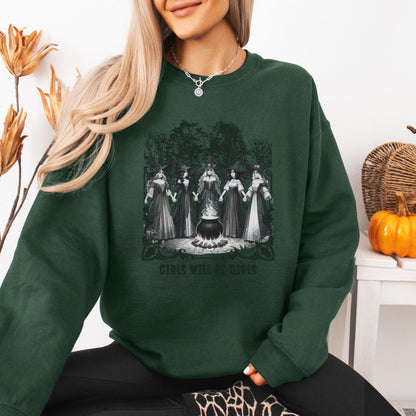 Girls Will Be Girls Witchy Feminist Halloween Sweatshirt ywd4kc-br.myshopify.com