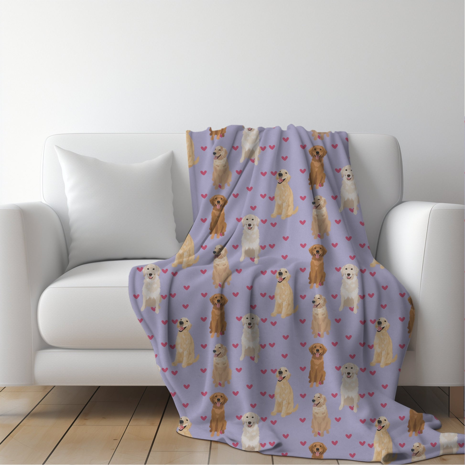 Golden Retriever Blanket With Hearts ywd4kc-br.myshopify.com