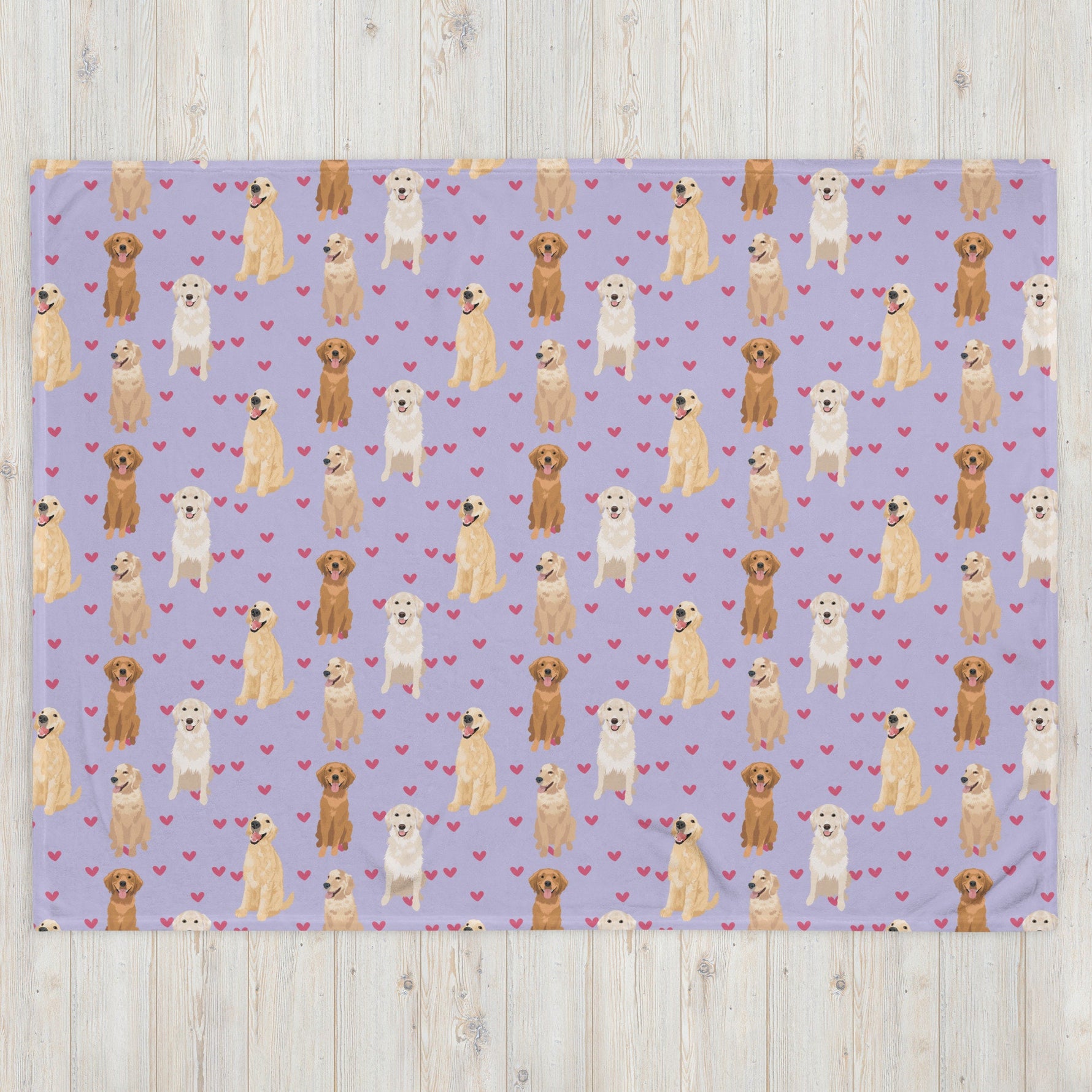 Golden Retriever Blanket With Hearts ywd4kc-br.myshopify.com