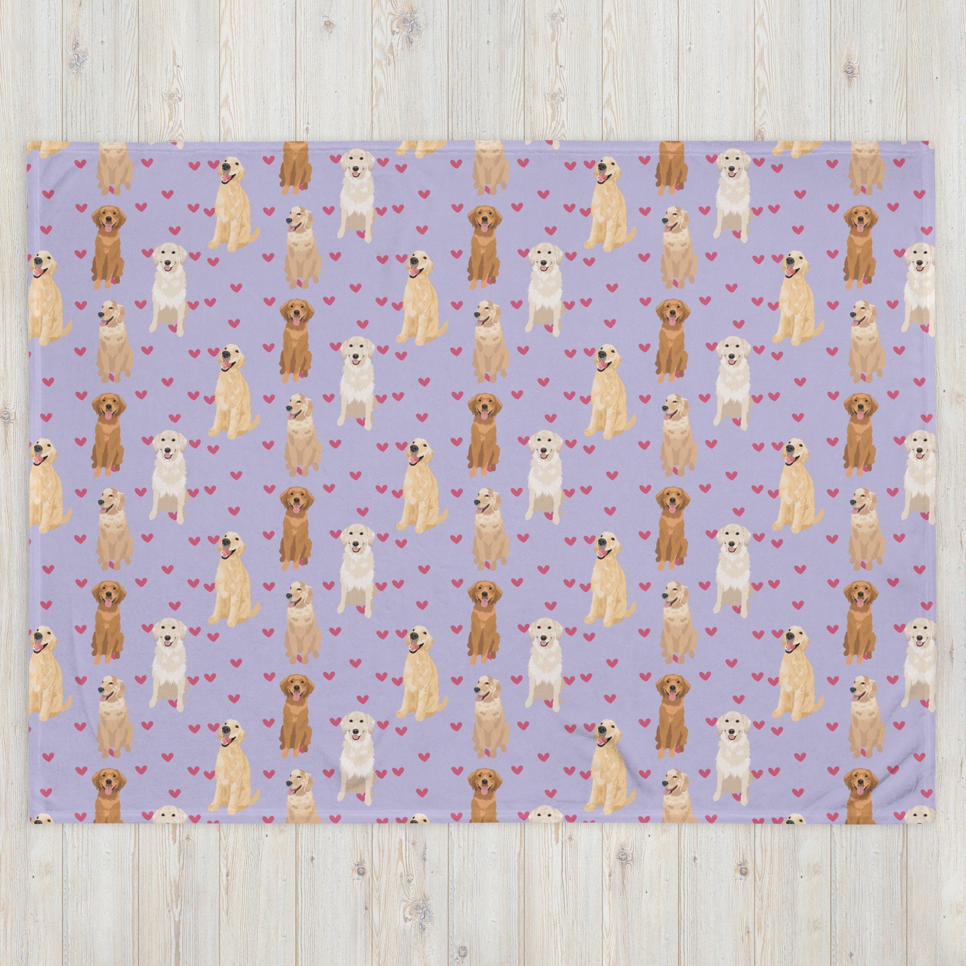 Golden Retriever Blanket With Hearts ywd4kc-br.myshopify.com