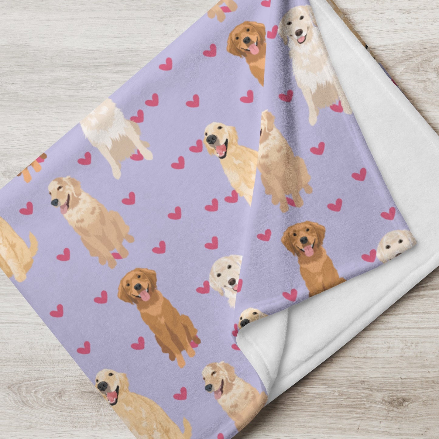 Golden Retriever Blanket With Hearts ywd4kc-br.myshopify.com