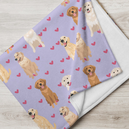 Golden Retriever Blanket With Hearts ywd4kc-br.myshopify.com